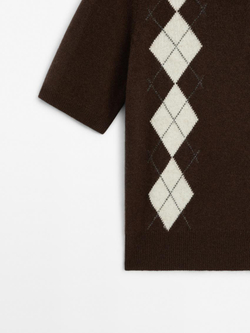 Massimo Dutti Поло с короткими рукавами и узором «ромбы», коричневый