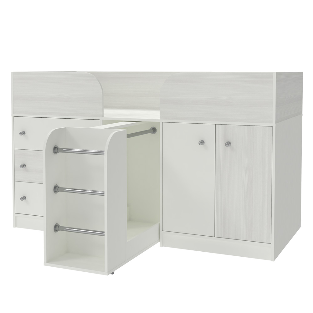 Кровать-чердак КарИВи Малыш 4 Белый  Белое Дерево