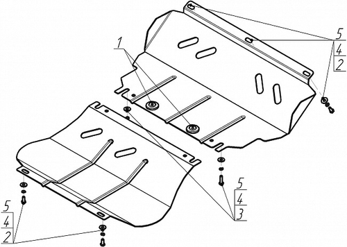 Защита картера двигателя, радиатора, переднего дифференциала (2 мм, сталь) для Mitsubishi L200 2006-2015 Motodor.01327