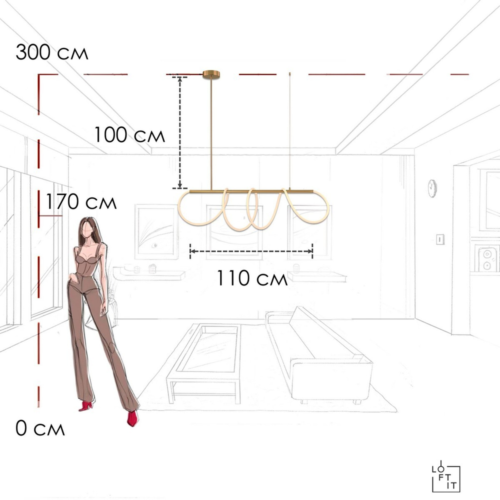 Подвесной светодиодный светильник Loft It Thread 10388P/A BRASS