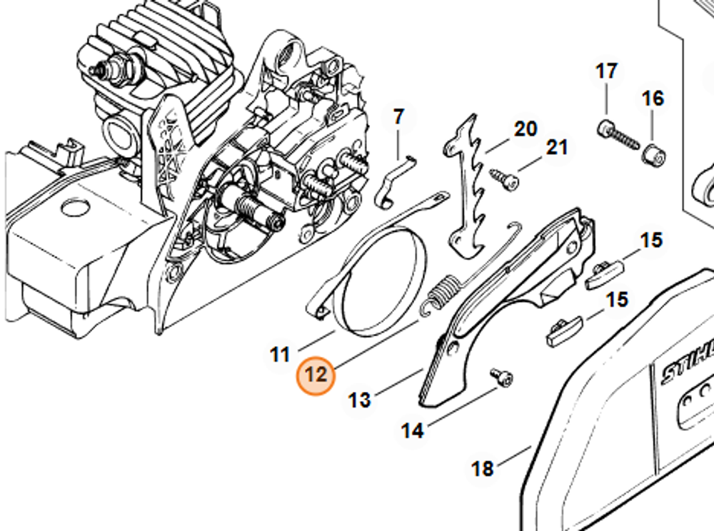 Пружина растяжения для бензопилы STIHL MS 180, 210, 230, 250. арт.PJ18039 FARMERTEC (STIHL 1123 162 7902)