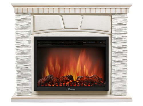 Портал Firelight Porto 30U (угловой) камень белый, шпон белёный дуб