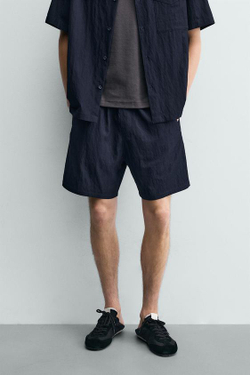 ZARA СТРУЯЩИЕСЯ ШОРТЫ RELAXED FIT, СИНИЙ