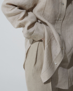 Рубашка изо льна Макс Мара со строчкой серо-бежевый
