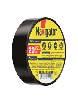 Изолента ПВХ 19мм (рул.20м) черн. NIT-A19-20/BL Navigator 71110