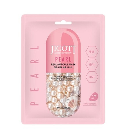 KR/ JIGOTT Маска-салфетка для лица "Жемчуг" / PEARL Real Ampoule Mask
