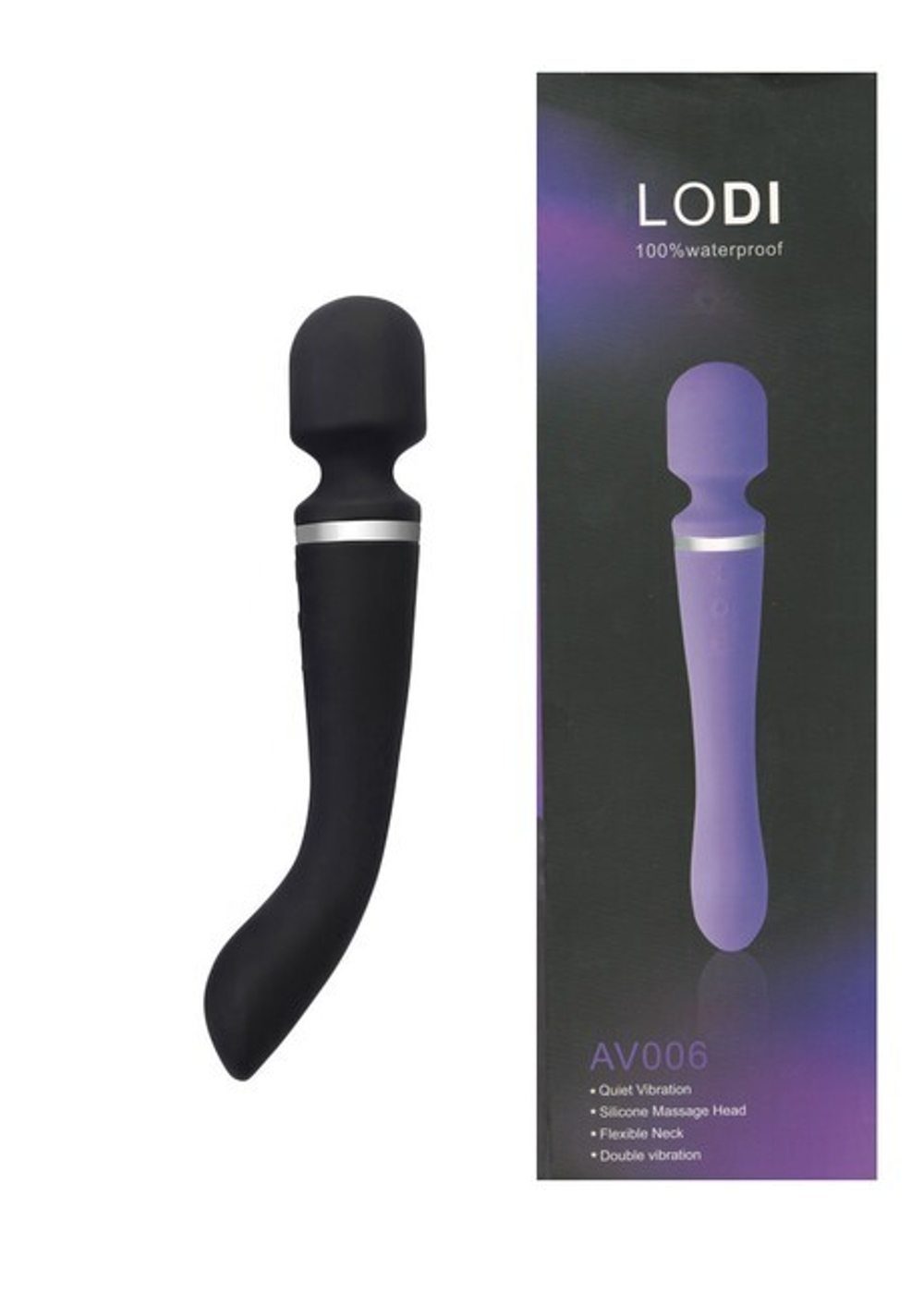 Двухсторонний перезаряжаемый вибромассажер Lodi с гибкой головкой (20 режимов) (черный) (Цвет: черный)