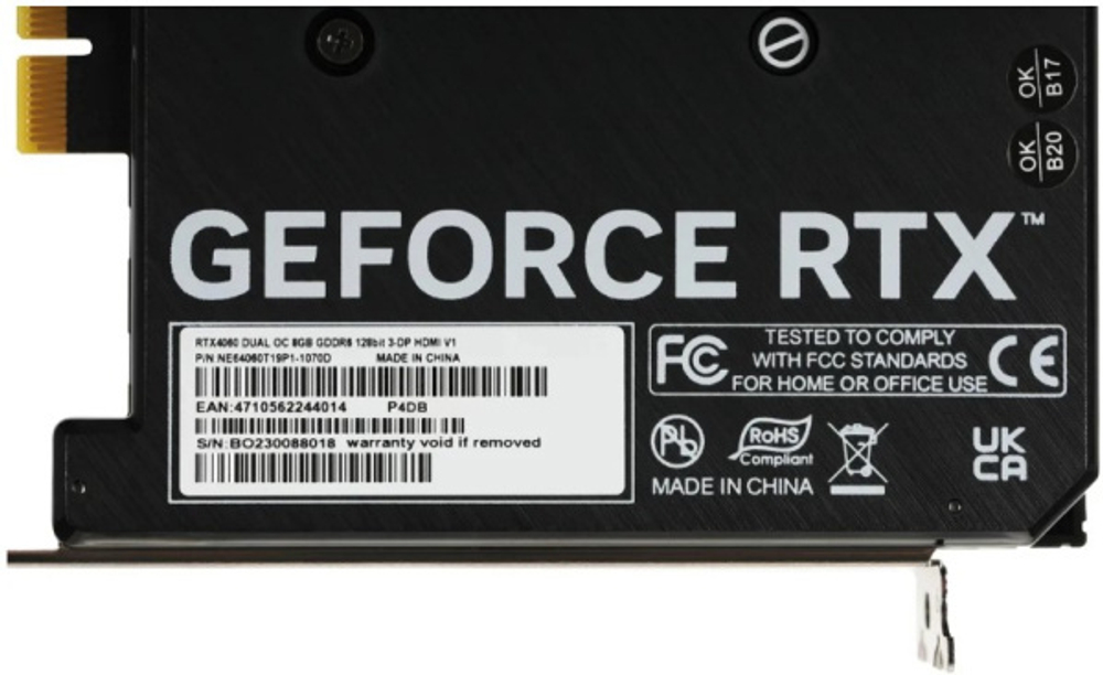 Видеокарта Palit GeForce RTX 4060 Dual OC (NE64060T19P1-1070D V1)