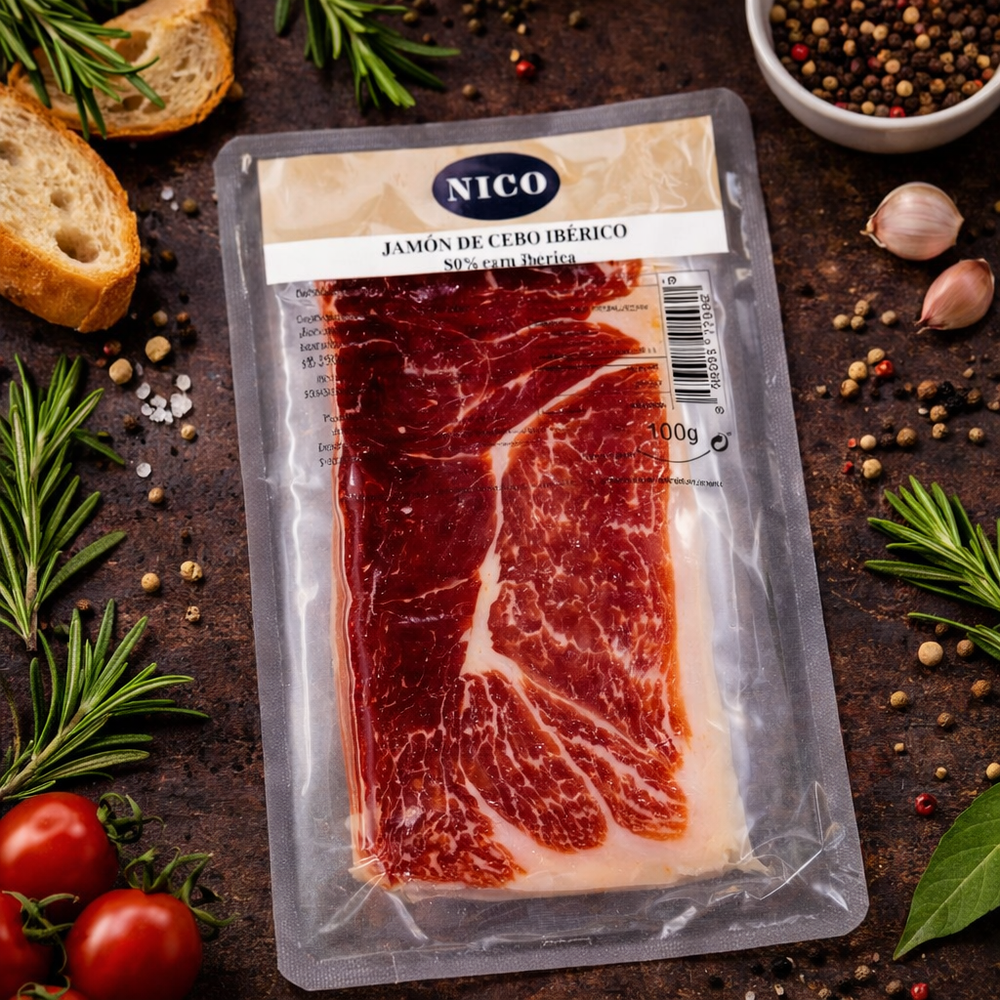 Хамон Иберико Nico 24 месяца, нарезка, 100 Гр