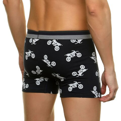 Темно-синие трусы-боксеры с принтом в виде байков (Размер: XL) (Цвет: темно-синий)
