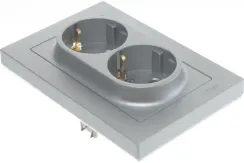 Розетка Systeme Electric ATLASDESIGN с заземлением двойная + рамка алюминий 36441