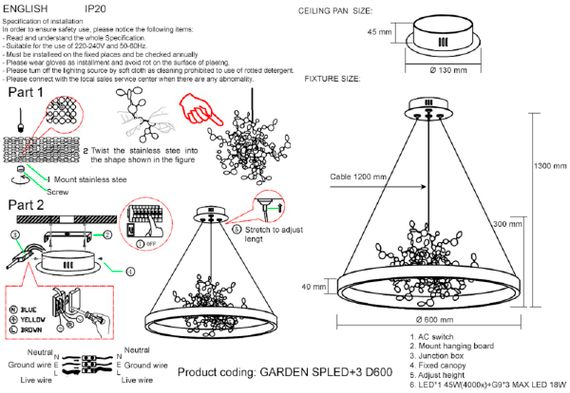 Подвесная люстра Crystal Lux GARDEN SPLED+3 D600 CHROME