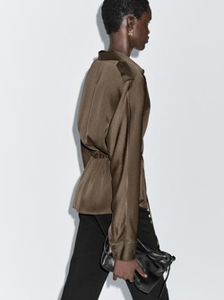 Massimo Dutti Рубашка свободного кроя с поясом, коричневый