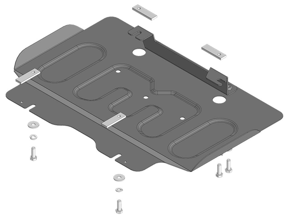 Защита двигателя, переднего дифференциала. 2 мм, Сталь. для Changan Hunter Plus 2023-н.в., Motodor.77214