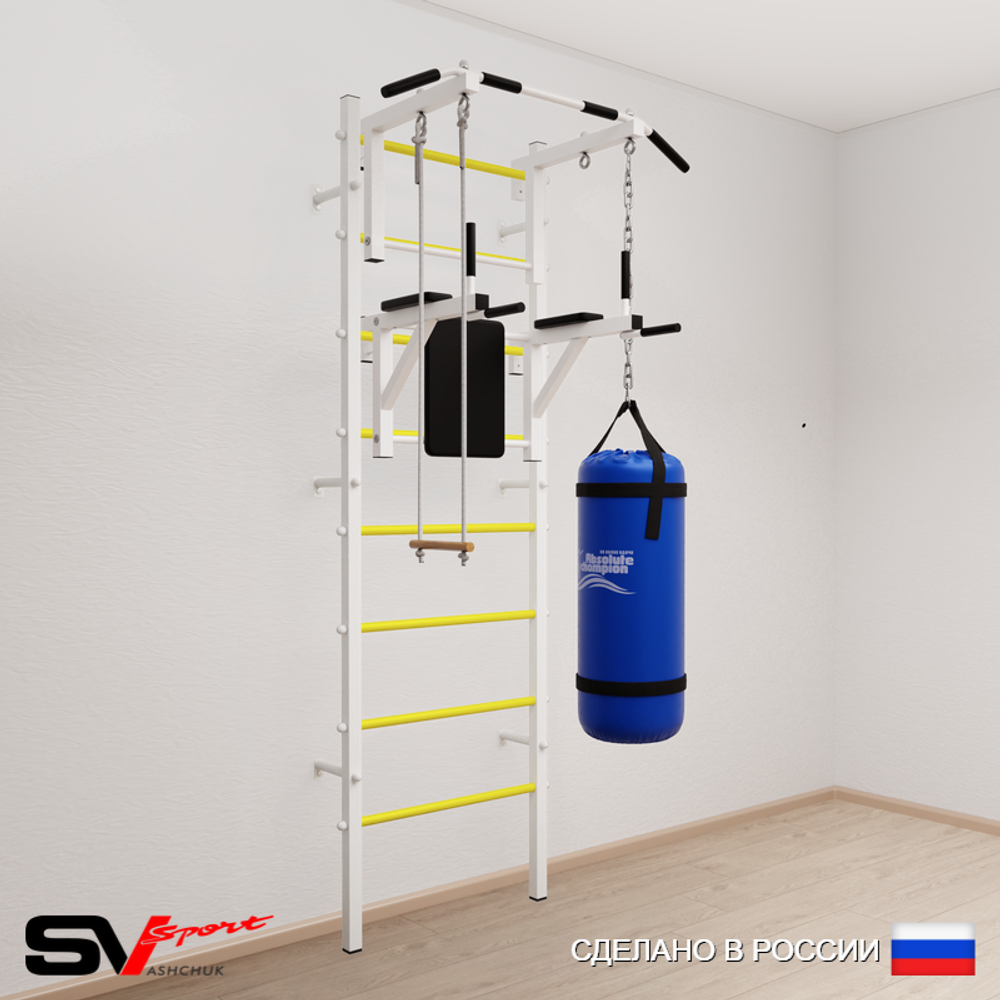 Шведская стенка Sv Sport усиленная 6733 (Турник стандарт/Брусья/Трапеция/Цепь/Мешок 30кг)