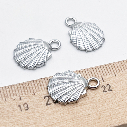 Подвеска Ракушка, цвет серебро (родий) + светлое серебро, размер 18*13 мм, цена за 1 шт а