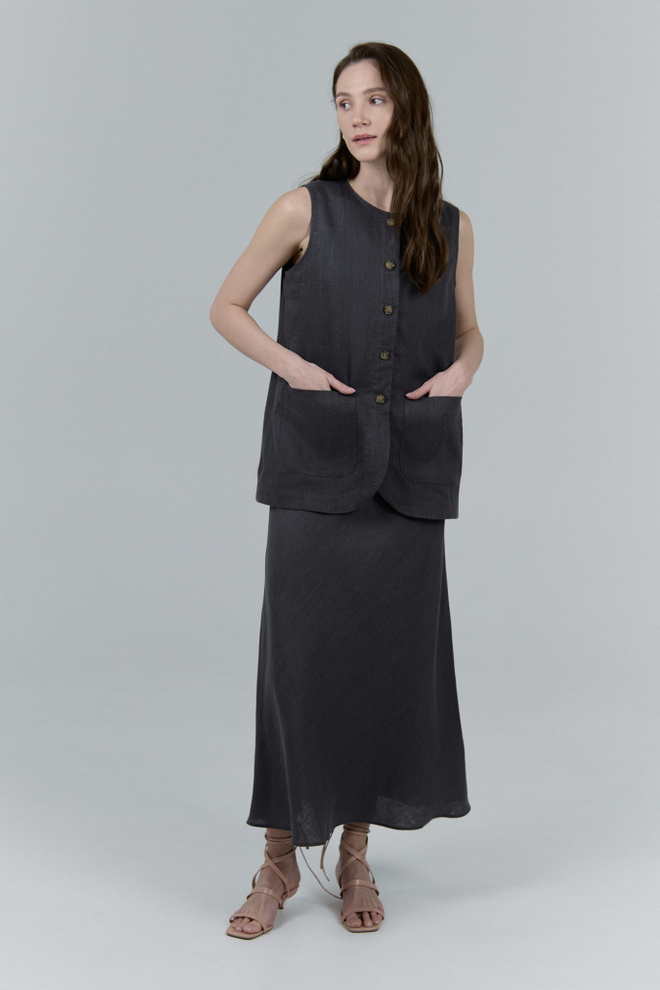 Жилет удлиненный изо льна