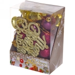 Набор украшений «Волшебный новый год» 16*7.5*8 см (32 предмета), Золото/рубин