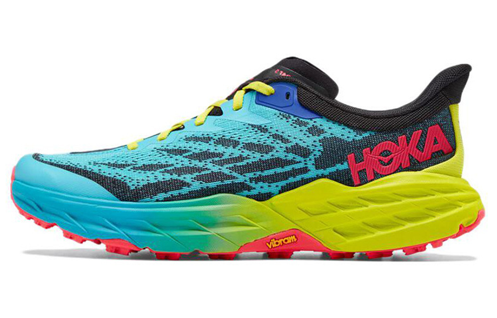 HOKA ONE ONE Speedgoat 5 casual and comfortable fabric non-slip wear-resistant lightweight low-top cross-country running shoes men's blue, green and red