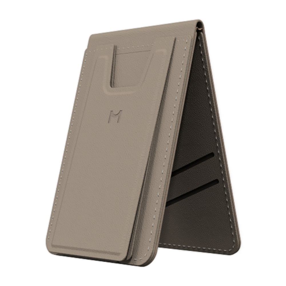 Кожаный чехол-бумажник MagSafe с подставкой Magssory Vlog Wallet Гибридный картхолдер-штатив из полиуретановой кожи. Вмещает до пяти карт