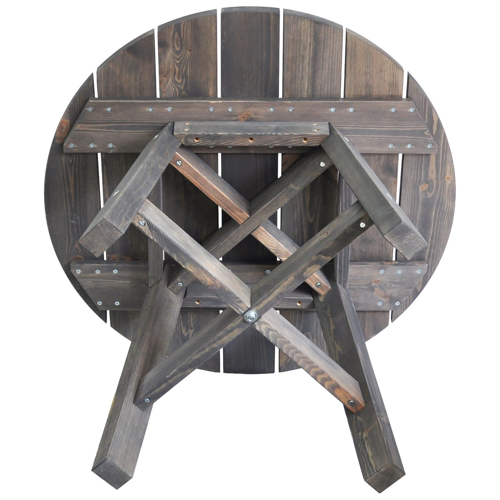 Стол обеденный, 105х105х73, Осло, кухонный, садовый, круглый, деревянный, графит, Dipriz