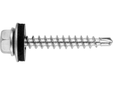 Саморез кровельный 4.8х29 мм цинк, шайба с прокл., PT1 (80 шт в пласт. конт.) STARFIX