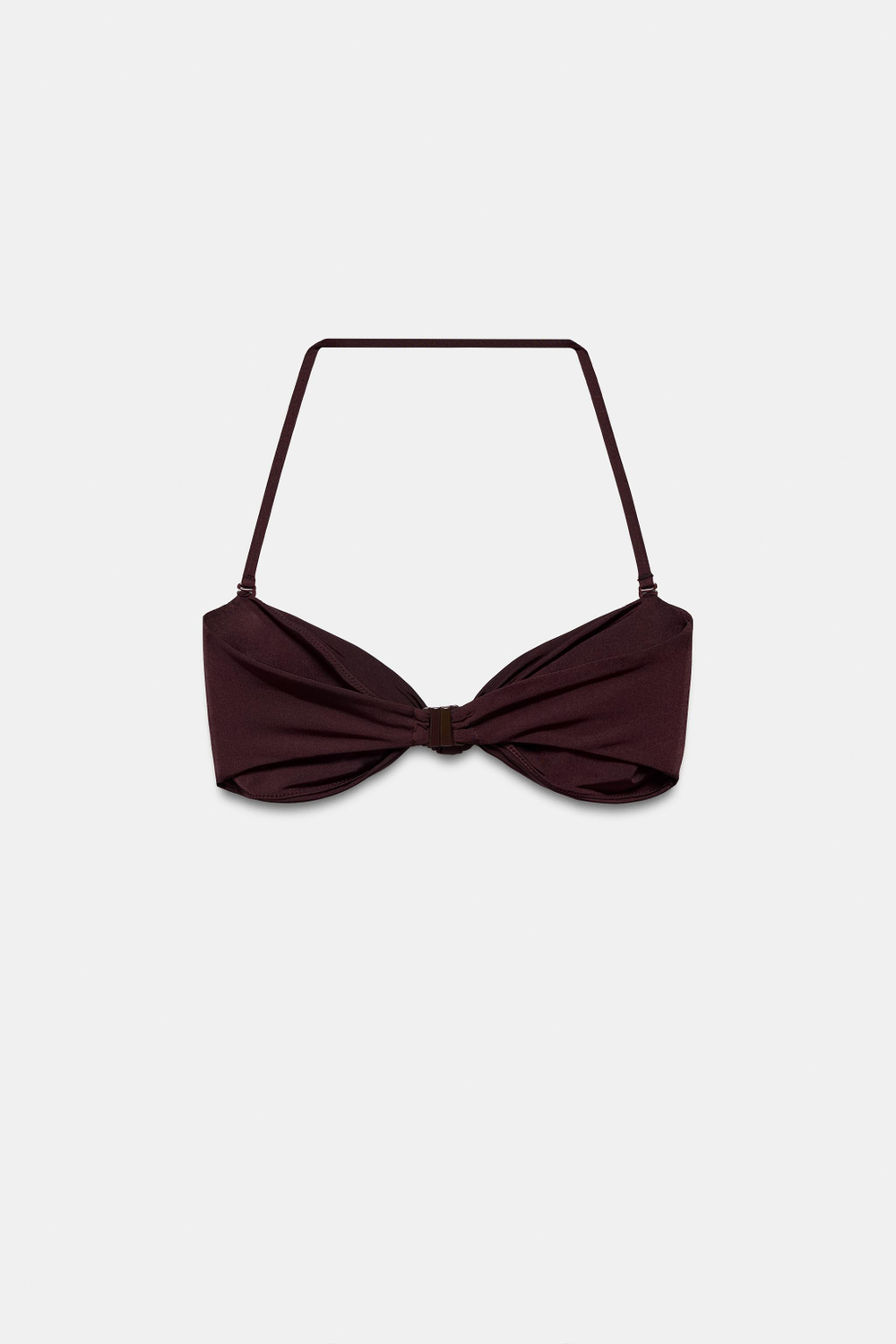 ZARA ТОП БИКИНИ БАНДО С УЗЛОМ, КОРИЧНЕВЫЙ