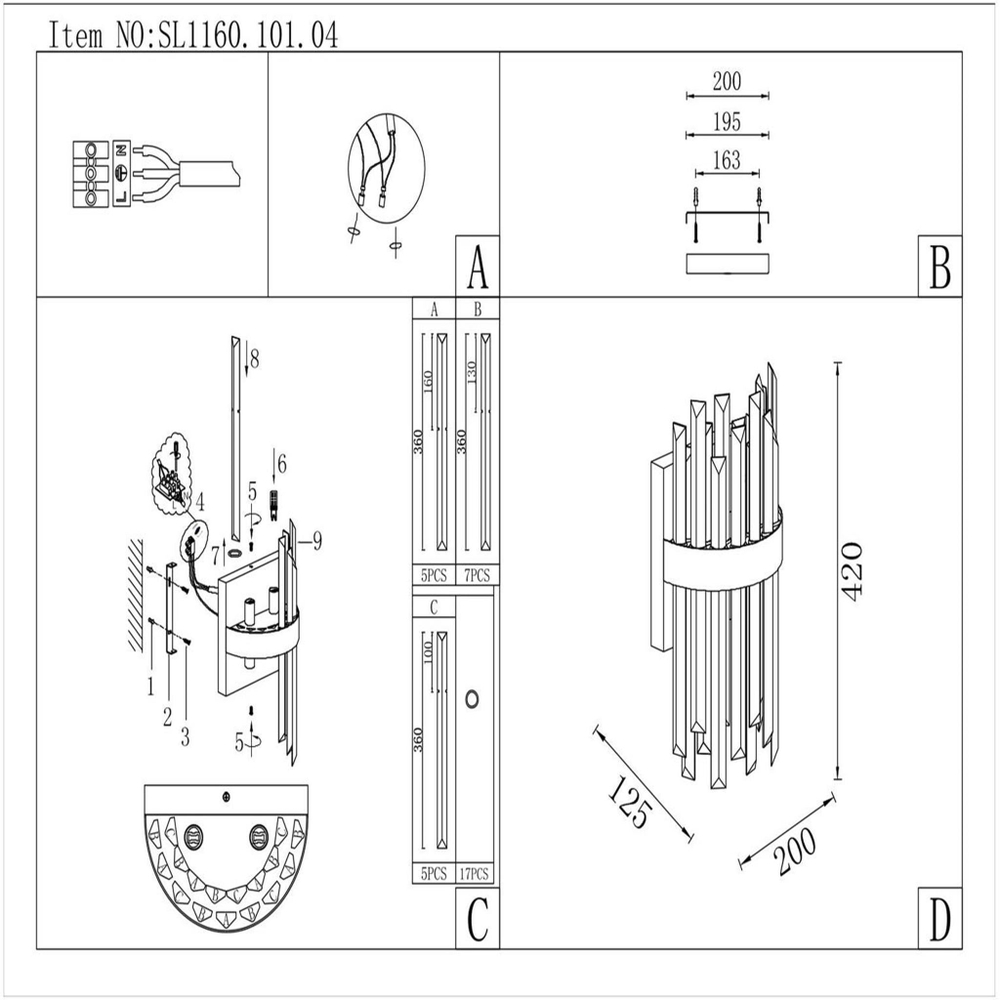 SL1160.101.04 Светильник настенный ST-Luce Хром/Хром, Прозрачный G9 4*5W