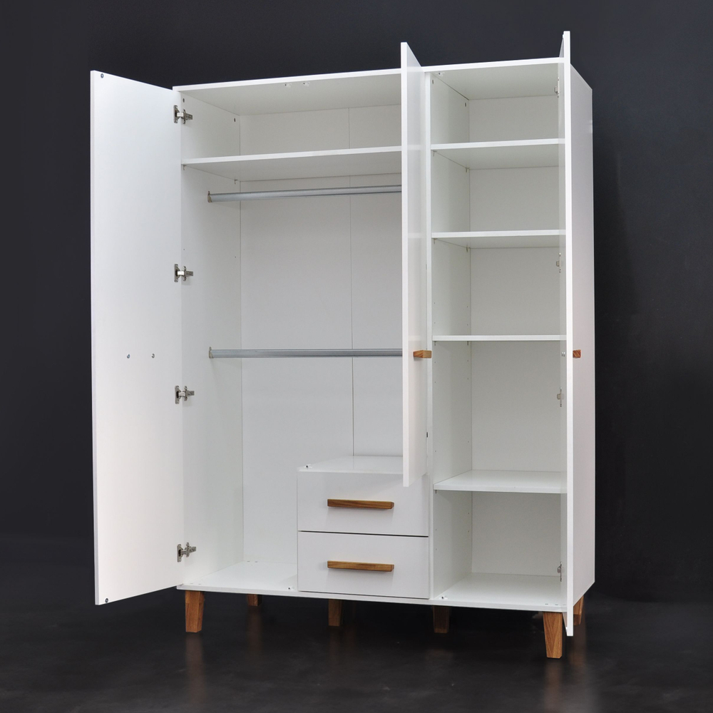 Шкаф детский для одежды Чек распашной белый, трехдверный