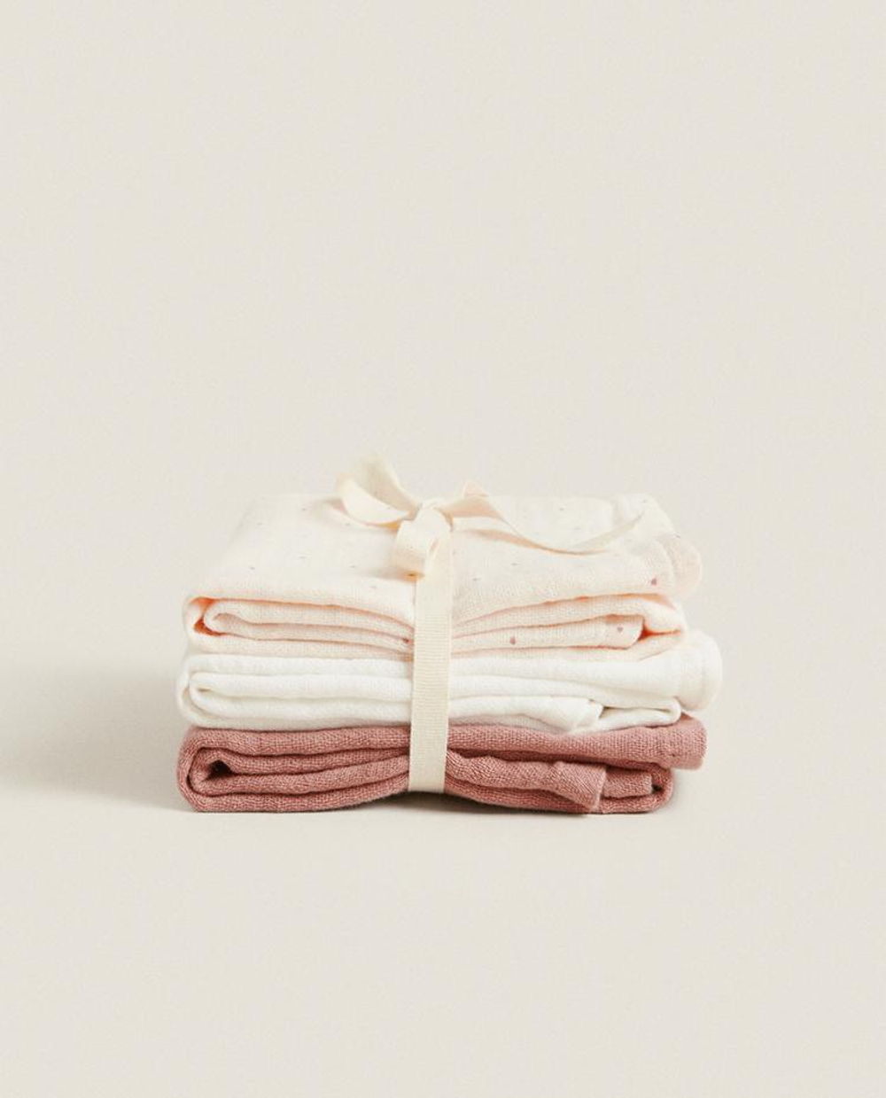 ZARA HOME НАБОР ДЕТСКИХ МУСЛИНОВЫХ САЛФЕТОК (3 ШТ), РОЗОВЫЙ