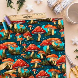 Ткань премиум мембрана грибы в сказочном лесу