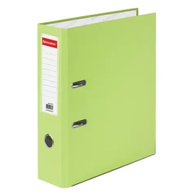 Папка-регистратор BRAUBERG с покрытием из ПВХ, 80 мм, с уголком, лайм (удв. срок службы)
