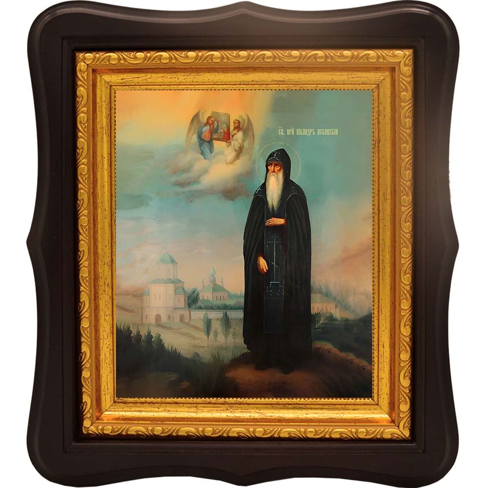 Никандр Псковский пустынник преподобный. Икона на холсте.
