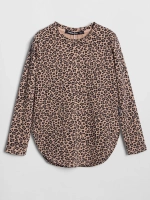 Лонгслив для девочки леопардовый удлиненный