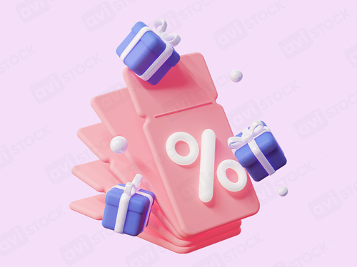 PNG купоны и подарки — 3D иконка купон на скидку, подарочные коробки для промо, акций и маркетинга