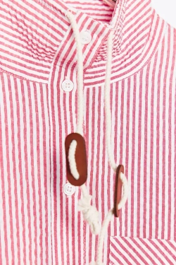 ZARA РУБАШКА В ПОЛОСКУ С ВЫСОКИМ ВОРОТНИКОМ, КРАСНЫЙ/БЕЛЫЙ