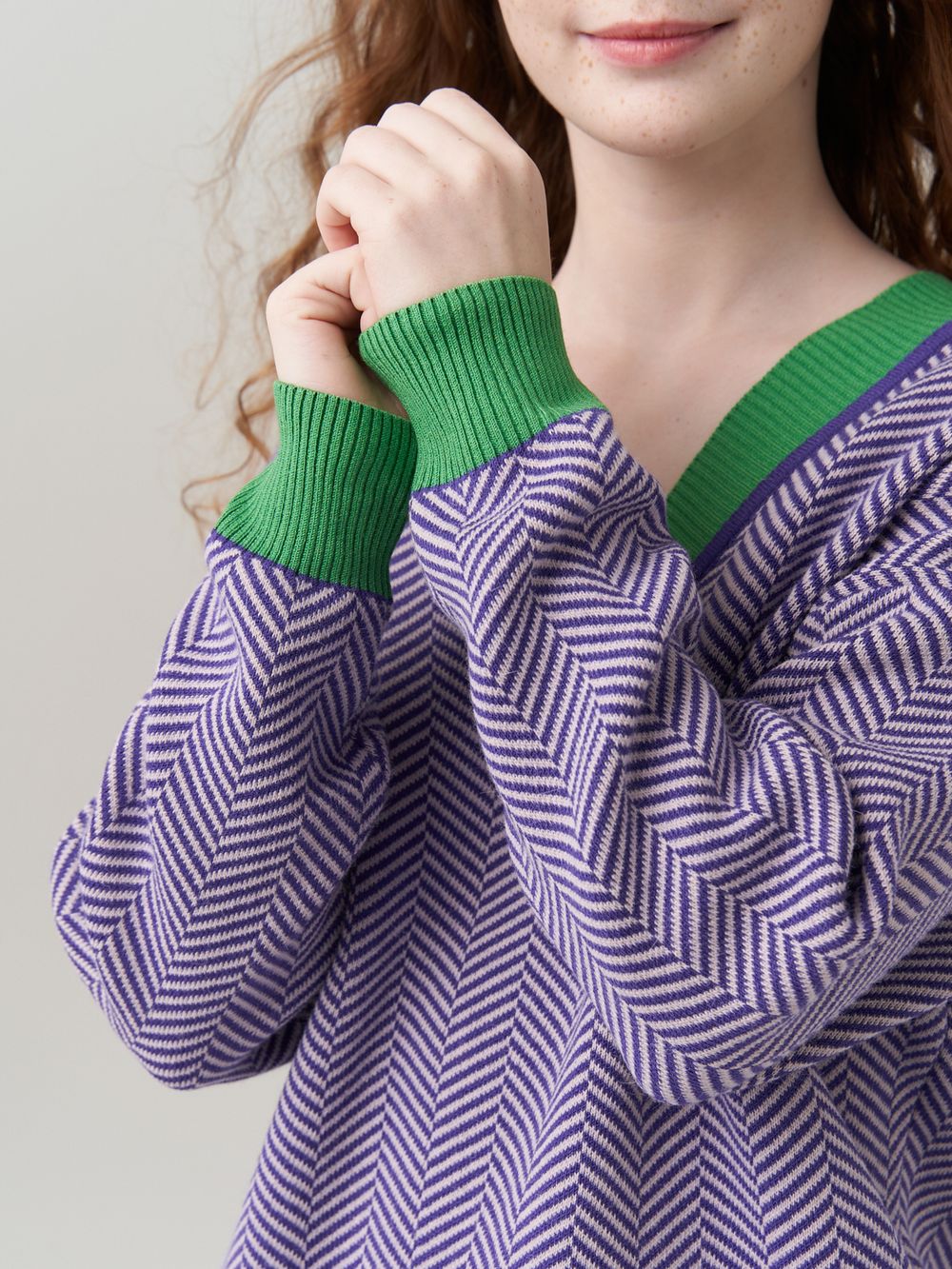 Джемпер для девочки AT954 сиренево-зеленый