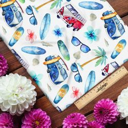 Ткань лен автобусы на пляже