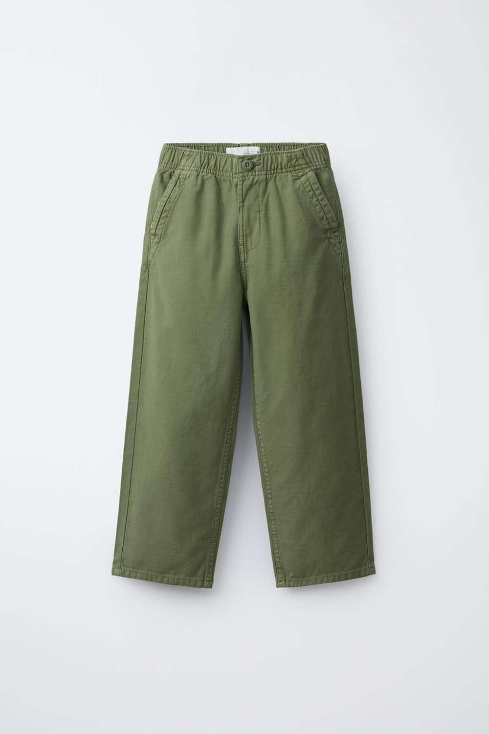 ZARA БРЮКИ ПРЯМОГО КРОЯ, ЗЕЛЕНЫЙ