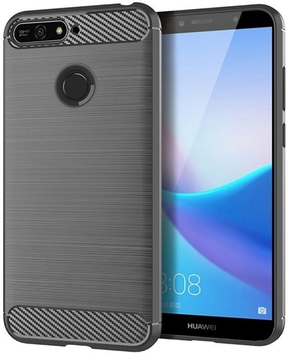 Чехол для Huawei Y6 Prime 2018 (Enjoy 8E, Honor Play 7A Pro) цвет Gray (серый), серия Carbon от Caseport