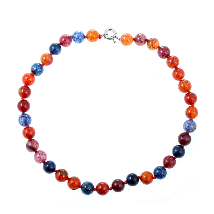 Бусы Агат, шар 1,2 см через узел, цвет ассорти, 55 см 260587