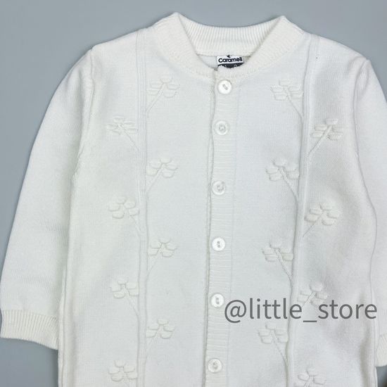 Комбинезон вязаный с шапочкой "Нежность", молочный