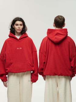 Drawstring Hoodie Red High