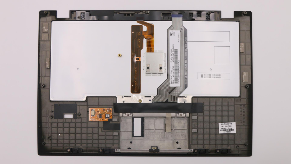 Верхняя панель с клавиатурой (топкейс) для ноутбука Lenovo ThinkPad X1 Carbon 1st Gen FingerPrint, черная, с подсветкой, раскладка - английская (00HT000)