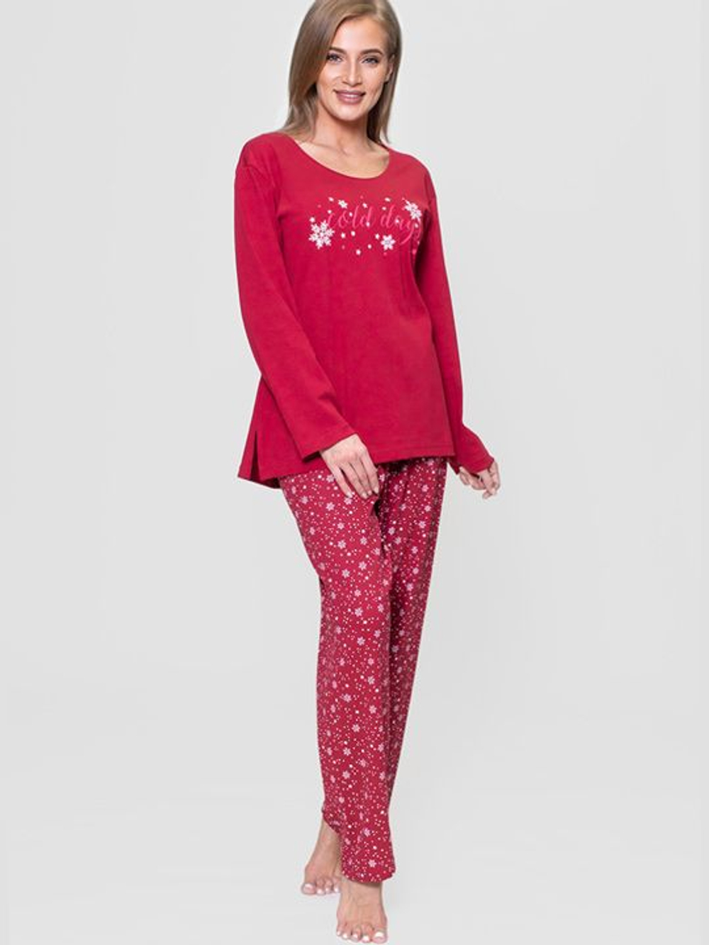 Оригинальный женский комплект с брюками (Размер: XXL) (Цвет: бордовый)