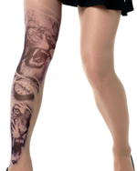 Колготки +size с принтом в виде льва и тигра (Размер: XL-XXL-XXXL) (Цвет: бежевый)