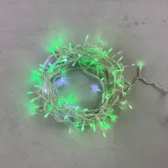 Светодиодная гирлянда с белым бликующим диодом 10 м, 220-230V., 100 зеленых LED ламп, прозрачный ПВХ, LTC (PST100BLW-10-2G)