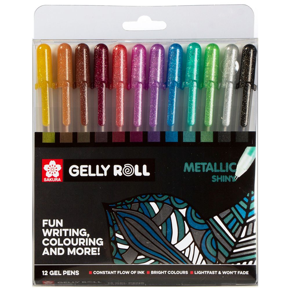 Набор гелевых ручек Sakura "Gelly Roll Metallic" 12шт., ассорти, 1,0мм, европодвес