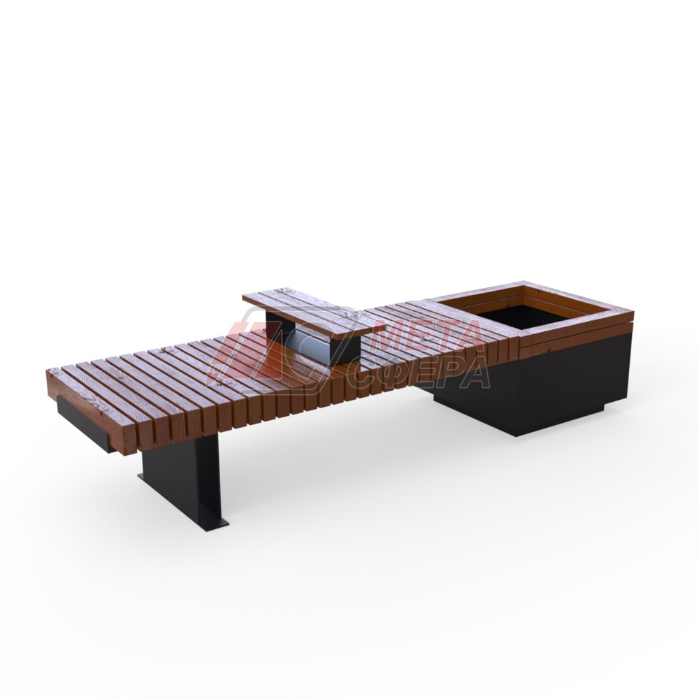 Лавка Rail Road 03 с вазоном и подлокотником