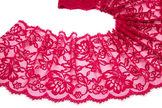 03-203 Кружево эластичные реснички 22 см, красный (ягодный)